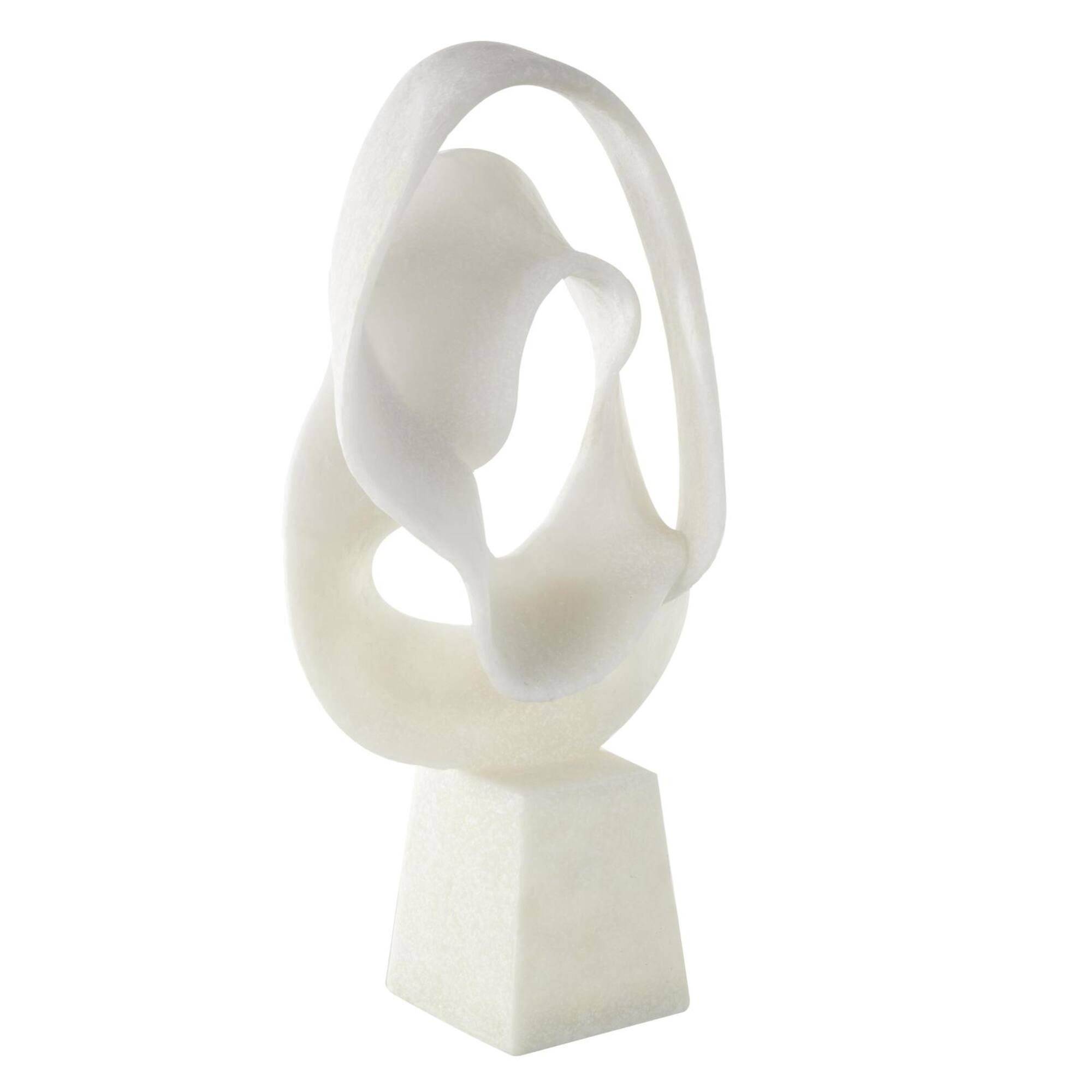 19" White Textured Wave Sculpture with Elevated Base
